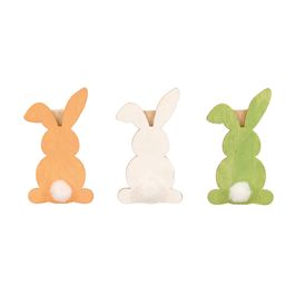 Mini Prendedor Coelho cor Verde/Laranja/Amarelo Jogo com 6 Peças (Adesivos e Prendedores)