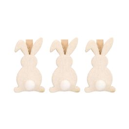 Mini Prendedor Coelho cor Branco Jogo com 6 Peças (Adesivos e Prendedores)