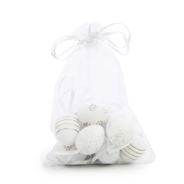 Ovo Decorativo Saco Org Codorna Sortido cor Branco Jogo com 9 Peças (Mini Ovos)