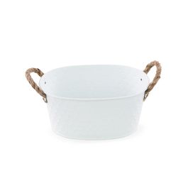 Cachepot com Alças Corda cor Branco (Cachepots em Metal)