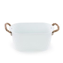 Cachepot com Alças Corda cor Branco (Cachepots em Metal)