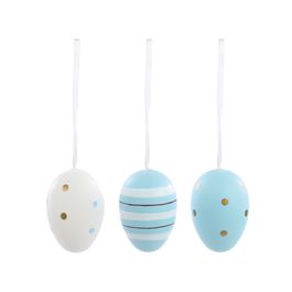 Ovo Decorativo Saco Org Galinha Sortido cor Azul/Branco Jogo com 9 Peças (Mini Ovos)