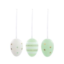 Ovo Decorativo Saco Org Galinha Sortido cor Verde/Branco Jogo com 9 Peças (Mini Ovos)