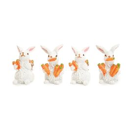 Coelho Decorativo com Cenouras cor Branco/Laranja Jogo com 4 Peças (Petit Sweet)