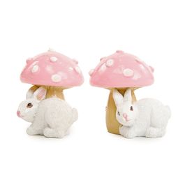 Cogumelo Decorativo com Coelho cor Rosa Jogo com 2 Peças (Petit Sweet)