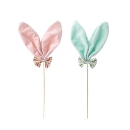 Pick Decorativo Orelhas de Coelho Sortido cor Verde/Rosa (Picks Pelúcia)