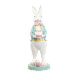 Coelho Decorativo com Ovos cor Branco/Azul (Cute Family)