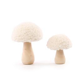 Cogumelo Decorativo Felpudo cor Branco Jogo com 2 Peças (Cogumelos Decorativos)