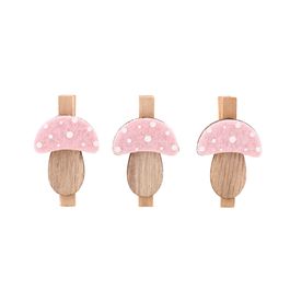 Prendedor Cogumelo Pequeno Poa cor Rosa Jogo com 3 Peças (Adesivos e Prendedores)