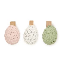 Prendedor Ovo Sortido cor Rosa/Verde/Branco Jogo com 6 Peças (Adesivos e Prendedores)
