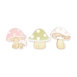 Prendedor Cogumelo Sortido cor Rosa/Verde/Branco Jogo com 6 Peças (Adesivos e Prendedores)