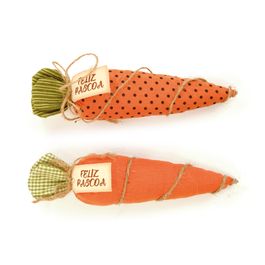 Cenoura Decorativa Tag e Tecido Sortido cor Laranja/Verde (Cenouras)