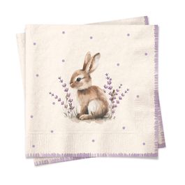Guardanapo estampa Coelho Lavanda Colorido 33X33cm Pacote com 20 Peças (Suporte e Guardanapos de Papel)