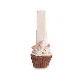 Prendedor Cupcake cor Marrom Jogo com 6 Peças (Adesivos e Prendedores)