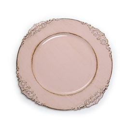 Sousplat com Borda Ornamentada cor Rosa ø33cm (Bandejas e Sousplats)