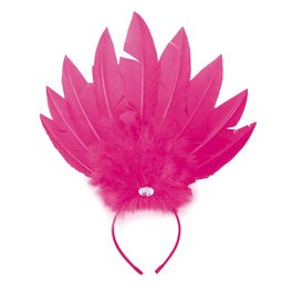 Tiara com Penas Pink