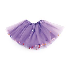 Saia De Tule Lilás com Bolinhas Infantil