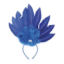 Tiara com Penas Azul