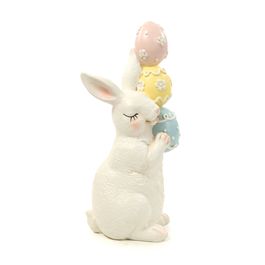Coelho Decorativo em Resina com Ovos cor Branco (Pastries)