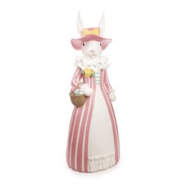 Coelho Decorativo com Cesta Ovos cor Branco/Rosa (My Lord)