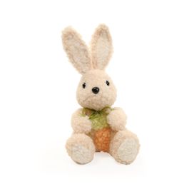 Coelho Decorativo com Cenoura cor Bege (Plush)