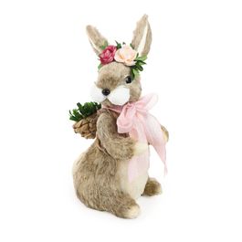 Coelho Decorativo com Cesta cor Bege/Rosa (Banoffee)