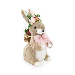 Coelho Decorativo com Cesta cor Bege/Rosa (Banoffee)