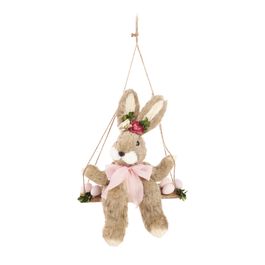 Coelho Decorativo no Balanço cor Bege/Rosa (Banoffee)