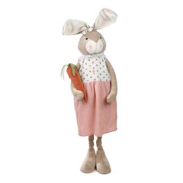 Coelho Decorativo Retrátil com Cenoura cor Rosa/Branco (Sucrée)