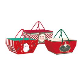 Cesta De Cartão Com Alça Sortido Natal Colorido