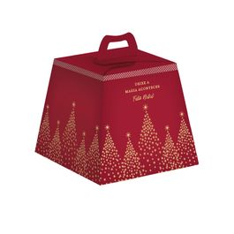 Caixa Panetone Magic Vermelha Ouro e Vermelho