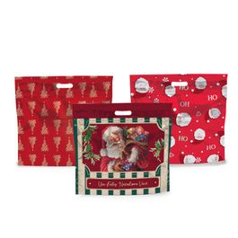 Sacola Laminada Metalizada Com Zíper Natal - Sortido Colorido