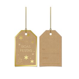 Tag Com Hot Stamping Boas Festas Ouro