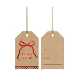 Tag Com Hot Stamping Boas Festas Vermelho