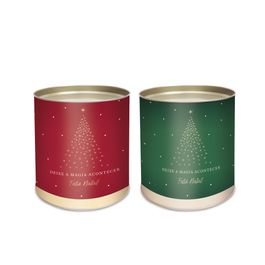 Lata Para Panetone Rígida Com Hotstamping Magic Composê Ouro e Vermelho