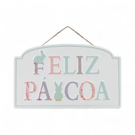 Quadro Decorativo Feliz Páscoa para Pendurar Colorido (Quadrinhos)