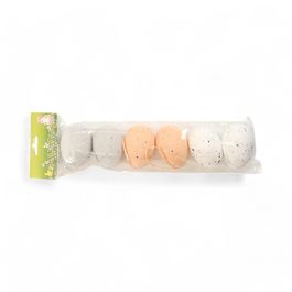 Ovos Decorativos cor Cinza/Laranja/Branco Jogo com 6 Peças (Mini Ovos)