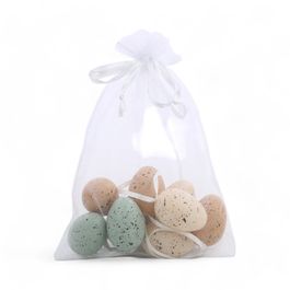 Ovo Decorativo Saco Org Codorna Sortido Colorido Jogo Com 9 Peças (Mini Ovos)