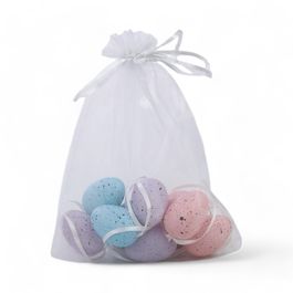 Ovo Decorativo Saco Org Codorna Sortido cor Azul/Rosa Jogo com 9 Peças (Mini Ovos)