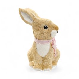 Coelho Decorativo com Laço cor Marrom/Rosa (Banoffee)