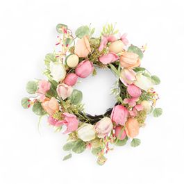 Guirlanda com Flores e Ovos cor Verde/Rosa (Fondant)