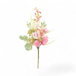 Galho Médio com Flores e Ovos cor Verde/Rosa (Fondant)