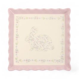 Decorativo de Mesa Quadrado Estampa Coelho cor Lilás/Branco (Louças & Acessórios)