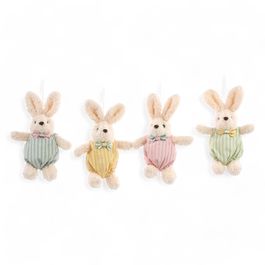 Enfeite para Pendurar Coelho Listrado Sortido cor Rosa/Verde/Amarelo (Plush)