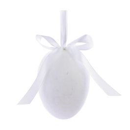 Ovo Decorativo para Pendurar Flocado cor Branco (Flocked)