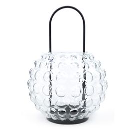 Lanterna Com Alça E Porta Vela Metal Preto / Incolor