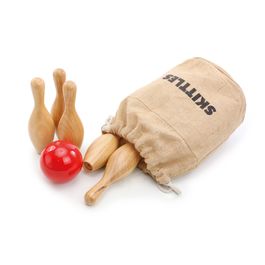 Jogo De Boliche  Madeira Natural / Vermelho