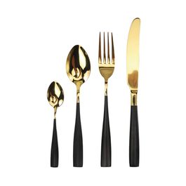Faqueiro 24 Peças Aço Inox Preto / Dourado