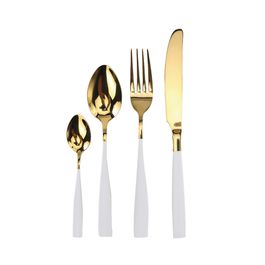 Faqueiro 24 Peças Aço Inox Branco / Dourado