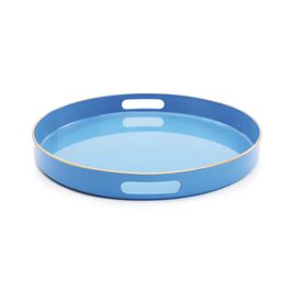 Bandeja Redonda Com Alça Plástico Azul